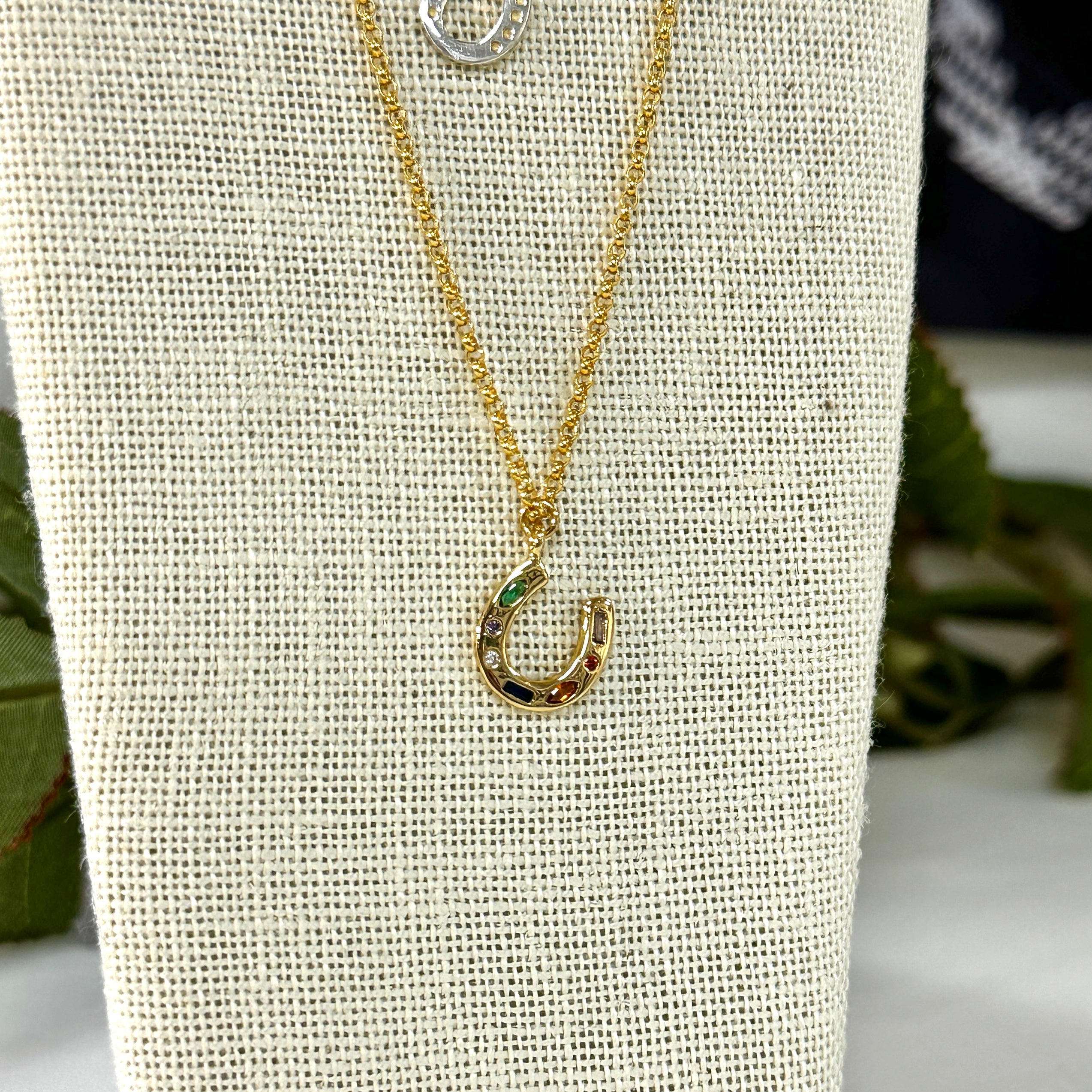 Rainbow Luck Horse Shoe Necklace
