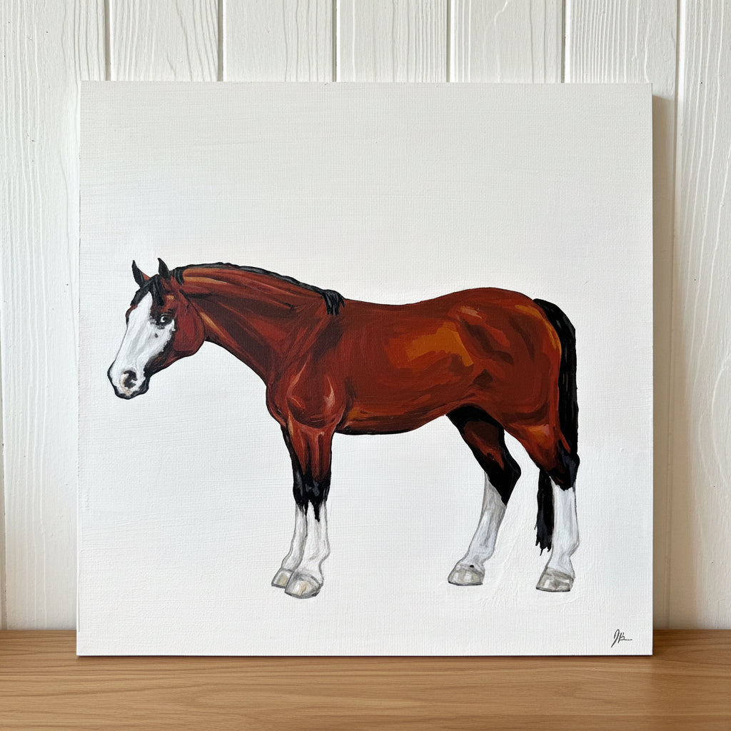 Custom Acrylic Horse Portraits on Wood Panel